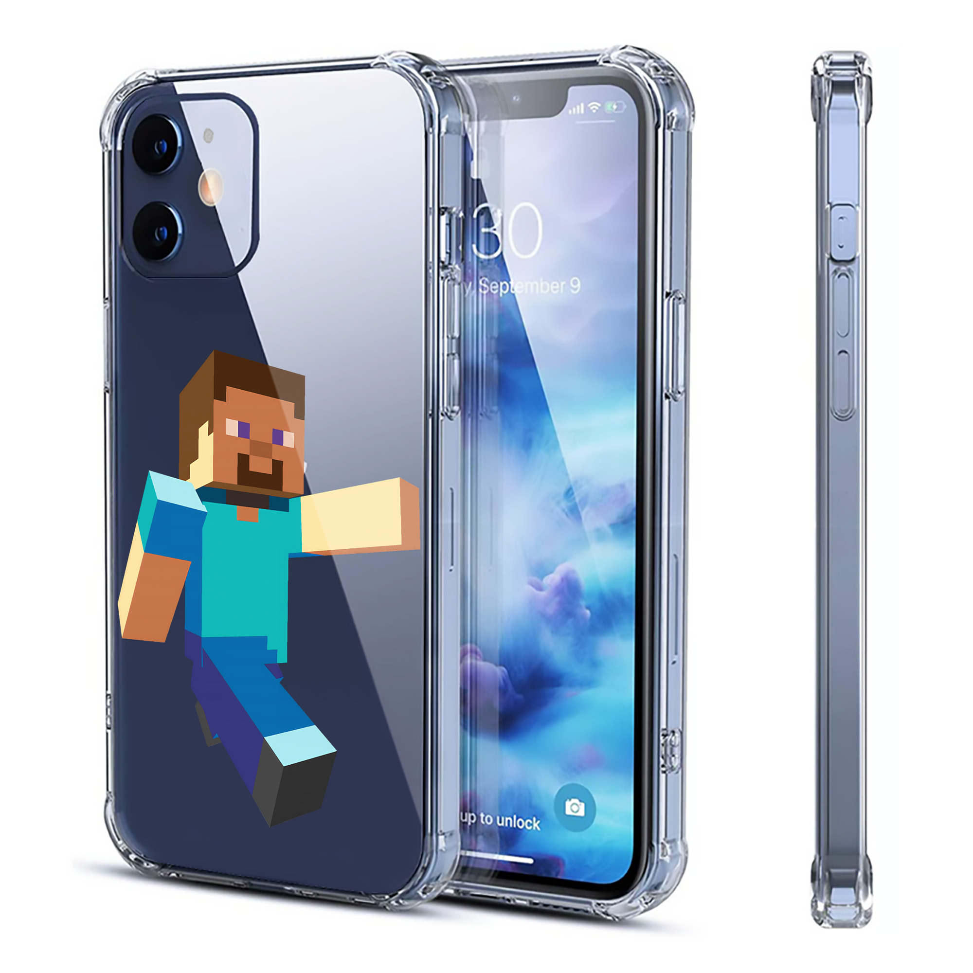 （画像用） マインクラフト ブロックの世界 Minecraft MC Block world 【iPhone 12シリーズ対応】透明スマホケース（クリアソフトケース）